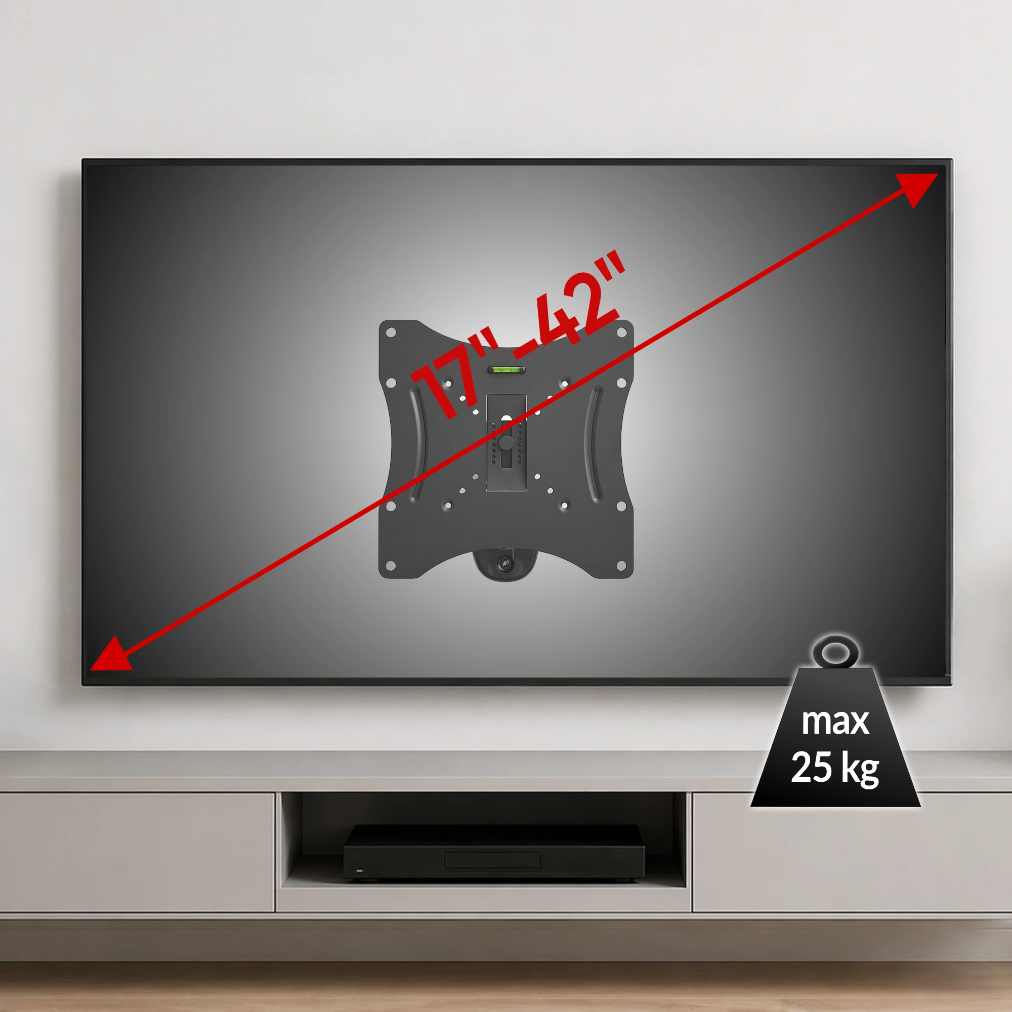 Telewizor zamontowany na uchwycie FLEXI SOLO